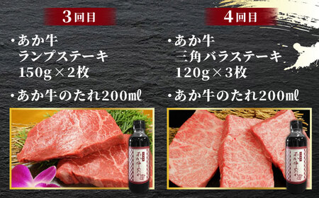 【全6回定期便】あか牛 ステーキ 食べ比べ【有限会社 三協畜産】 国産 赤身 赤牛 褐牛 あかうし 褐毛和種 肥後 冷凍  [ZEB032]