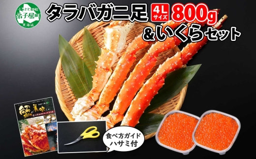 3092. タラバガニ足 4L 800g いくら80g たらば タラバ イクラ 専用ハサミ付 カニ かに 蟹 送料無料 北海道 弟子屈町