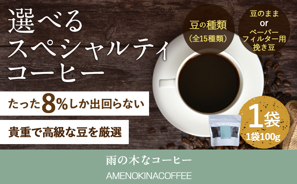 
【雨の木なコーヒー】選べる スペシャルティコーヒー豆 1袋 ご家庭用
