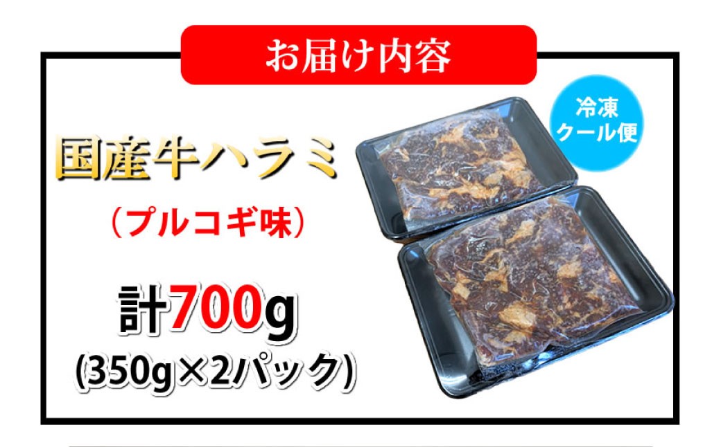 国産牛ハラミ 計700g（350g×2パック）