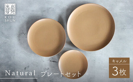 【波佐見焼】Naturalシリーズ プレート 3点セット (キャメル） 皿 マット【光春窯】[XD91] 波佐見焼