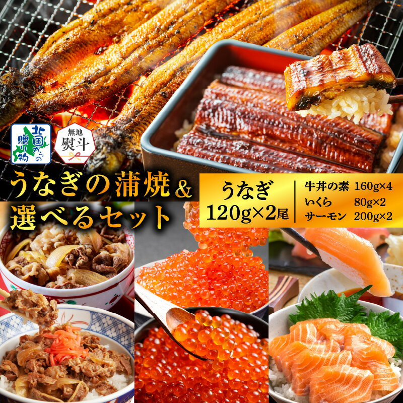 【ふるさと納税】【食べ比べ】 五郎藤 国産 関西風 地焼き 有頭旨鰻 黒毛和牛で作った牛丼の素 / いくら醤油漬け / アトランティックサーモン 無地熨斗なし / 無地熨斗あり うなぎ 蒲焼 牛丼 いくら サーモン 熨斗 泉佐野市 送料無料