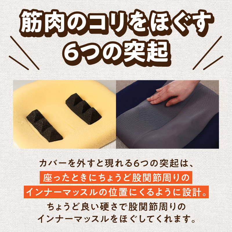 ディープ6　股関節ケア用クッション 股関節 ケア用 クッション 選べる カラー 股関節ケア ディープシックス インナーマッスル コリほぐし 筋肉ほぐし テレビ見ながら 丸菱工業株式会社 お取り寄せ 愛