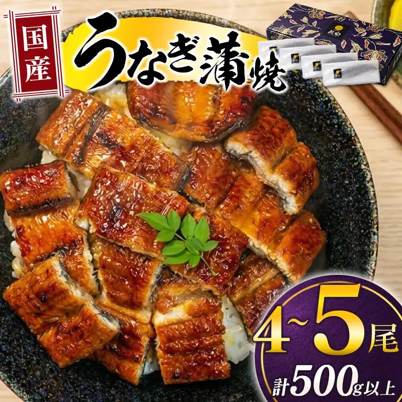 国産うなぎ！＜うなぎ 国産 うなぎ蒲焼 4～5尾 計500g以上＞ふるさと納税 うなぎ 高級 長蒲焼 鰻 夏バテ防止 ウナギ 鰻 かば焼き 蒲焼き 丑の日 タレ 宮崎県産 国産 九州産 宮崎県 高鍋町 送料無料【TVで話題沸騰！】【MR-g-004-00-01】