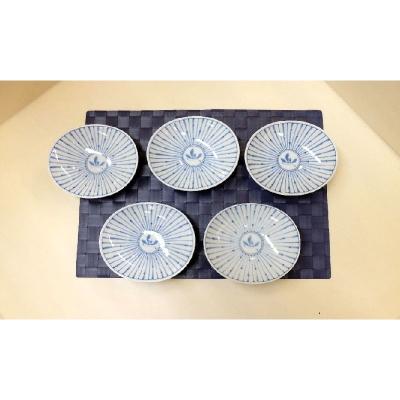 ふるさと納税 長崎県 【波佐見焼】12.5×10.5cm楕円小皿5枚組　十草蘭【西海陶器】5 49399