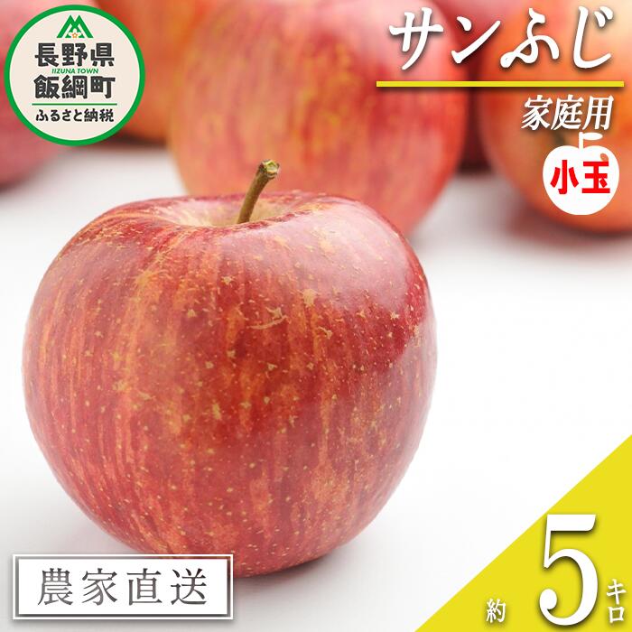 【ふるさと納税】 りんご サンふじ 家庭用 ( 小玉 ) 5kg マルカズりんご農園 沖縄県への配送不可 令和7年度収穫分 長野県 飯綱町 〔 信州 果物 フルーツ リンゴ 林檎 長野 12000円 予約 農家直送 〕発送時期：2025年11月下旬〜2026年2月上旬