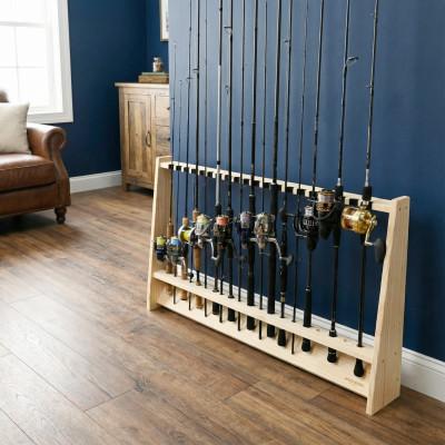 ふるさと納税 横手市 WOOD WORKS ロッドスタンド20本掛け 本体カラー:ナチュラル/フェルトカラー:ブラック |  | 01