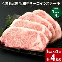 【ふるさと納税】【定期便】【1ヶ月毎4回】くまもと黒毛和牛サーロインステーキ 計4kg（1kg×4回） 牛肉 お肉 和牛 ステーキ 料理 冷凍 熊本県産 国産 九州 熊本県 菊陽町 送料無料