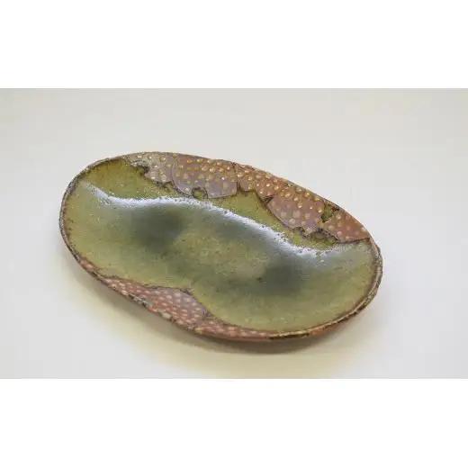 釉彩オーバル皿 2枚セット 和食器 お皿 長皿 陶芸品《受注制作》皿 中皿 楕円皿 長皿 パスタ皿 カレー皿 食器 手作り おすすめ おしゃれ モダン 陶芸 陶器 陶芸作家