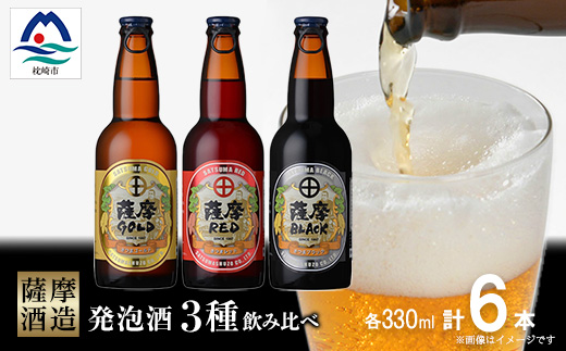 【鹿児島の発泡酒】さつま芋発泡酒【3種】【合計6本】 飲み比べセット　A7−10【1166640】