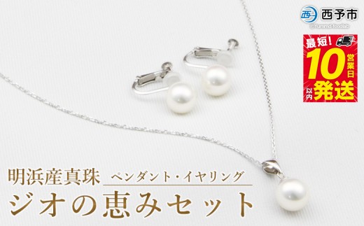 保証書付＜明浜産真珠ジオの恵みセット(ペンダント・イヤリング)＞ 8.5～9.0mm 純国産 あこや ネジ式 パール アクセサリー フォーマル ファッション レディース 女性 誕生日 記念日 成人祝い 佐藤真珠 愛媛県 西予市 【常温】『最短10営業日以内に発送予定』