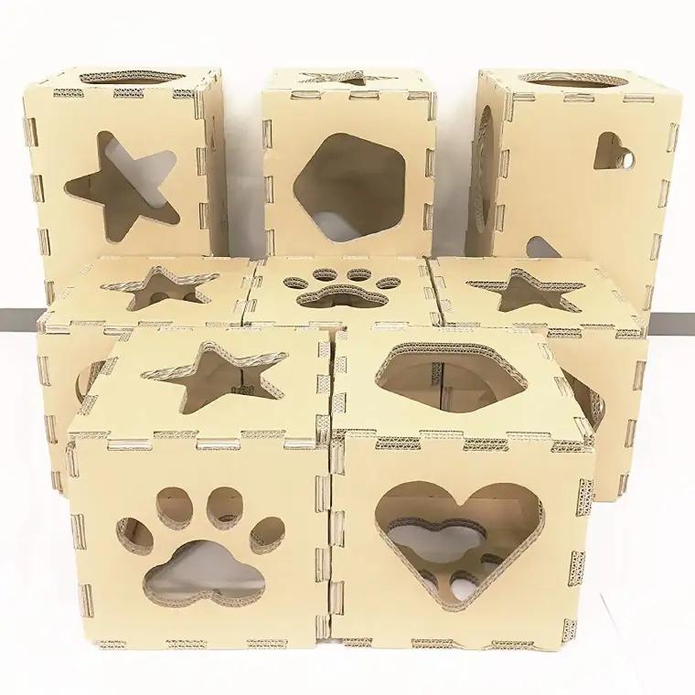 キャットタワー ペット用ダンボール【 猫用品 遊具 室内運動 かわいい インテリア 組立式 強化段ボール】(CX016)