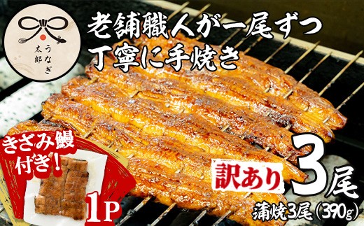 
                  【0363715a-om】【きざみ鰻付】＜訳あり・数量限定＞鹿児島県産東串良町のうなぎ蒲焼(3尾・計390g以上・秘伝のタレ付き) うなぎ 高級 ウナギ 鰻 国産 蒲焼 蒲焼き たれ 鹿児島 訳あり 【うなぎ太郎】
                