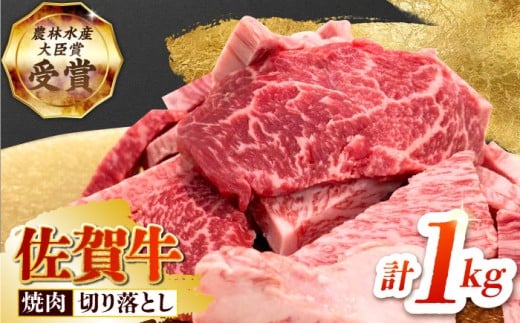 【2度の農林水産大臣賞】佐賀牛 焼肉用 （カルビ・赤身）  1kg【田中畜産牛肉店】[HBH144]  / 佐賀牛 牛肉 精肉 肉 切り落とし 焼肉 焼肉切り落とし BBQ バーベキュー