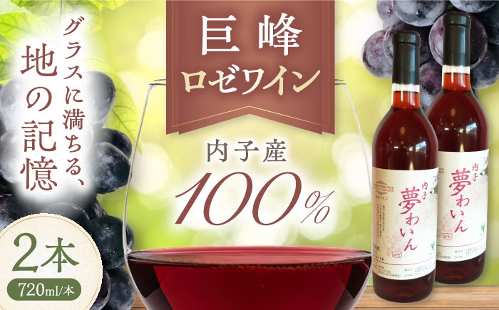 
                  ワイン 内子夢わいん ロゼ (巨峰) 約720ml 2本 / ワイン ロゼワイン わいん wine お酒 酒 洋酒 愛媛県 愛媛 内子町 国産ワイン 日本ワイン 果実酒 送料無料 人気 家飲み 宅飲み 美味しい ワイン わいん ロゼワイン 巨峰 地ワイン 単一品種 愛媛 内子町 国産 ふるさと納税 お取り寄せ ギフト 特産品 四国 ポリフェノール 【企業組合内子ワイナリー】 [BKAG011]
                