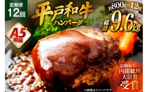 ハンバーグ 牛肉 定期便 A5ランク 平戸牛 和牛ハンバーグ 約200g×4個 12回 総計48個 [萩原食肉産業 長崎県 平戸市 hr42bgy410014] ハンバーグソース 和牛 平戸 牛肉