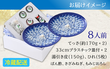 【着日指定】【冷蔵でお届け】国産　若狭ふぐてっさセット 8人前