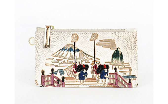 すっきり カードケース 日本橋 文庫屋大関 パスケース 小銭入れ フラグメントケース カード 収納 ケース 本革 牛革 革 皮革 スリム コンパクト 工芸品 工芸 雑貨 和柄 和 チェーン ファスナー 日本製 東京