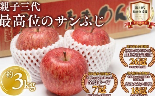 
                  ［テレビで紹介/有名店取扱りんご］【1月発送】 親子三代最高位のサンふじ 約3kg【全国ふじコンテスト最高賞受賞農園 青森県 平川市 釈迦のりんご園】全国ふじコンテスト最高賞受賞 青森りんご 平川市広船産 家庭用 リンゴ りんご リンゴ 林檎 フルーツ 果物 サンふじ ふじ フジ 平川市 青森 
                