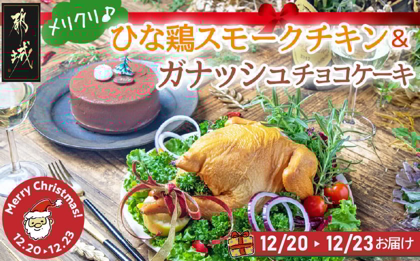 
            【☆クリスマス☆】★数量限定★メリクリ♪九州産ひな鶏スモークチキン＆ガナッシュチョコケーキ≪12月20日～23日お届け≫_MJ-1567-OJX_(都城市) 
          