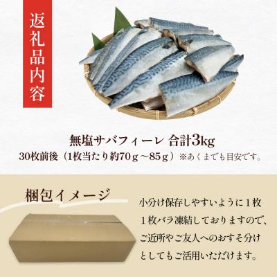ふるさと納税 石巻市 訳あり 無塩サバフィレ3.0kg (30枚前後)  冷凍 さば 鯖 不揃い お魚 焼き魚 石巻応援 |  | 03