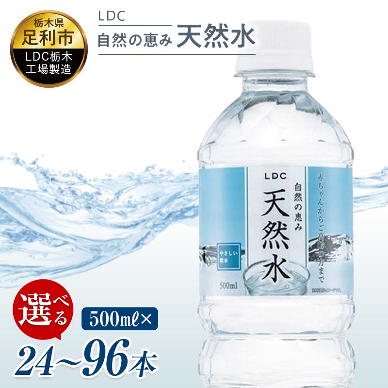 【ふるさと納税】LDC自然の恵み天然水500ml 24〜96本　さわやかな飲み心地のやさしい軟水 F7Z-412var