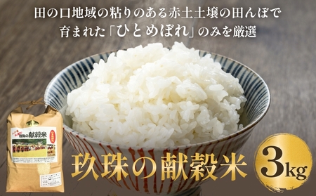令和7年 玖珠の献穀米 3kg 米 ひとめぼれ 大分県 玖珠町 こめ お米 白米 予約 新米