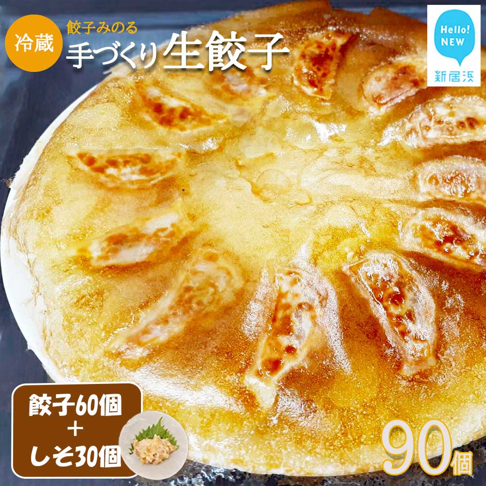 「餃子みのる」手づくり生餃子（ギョーザ）（60個＆お好きな餃子30個 合計90個） 冷蔵 国産 防腐剤不使用：配送情報備考　B：しそ