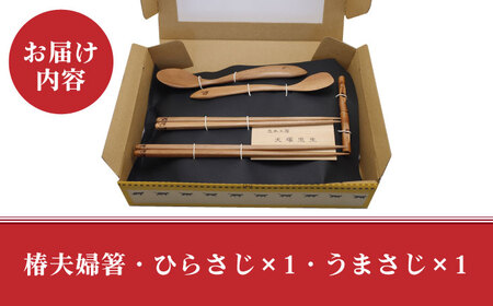 【食べやすさを考えたカトラリーセット】椿夫婦箸 ＆ 椿スプーン（ひらさじ うまさじ）和みセット【新上五島町椿木工技術振興会】[RBI006]