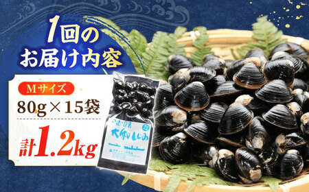 しじみ 【全12回定期便】生産量日本一！宍道湖産 ヤマトシジミMサイズ（真空冷凍） 80g×15袋 島根県松江市/有限会社日本シジミ研究所[ALBS005] しじみ しじみ