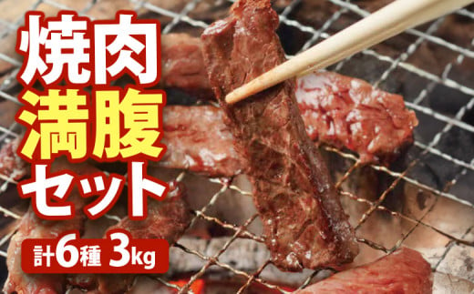 
大畠精肉店の焼肉満腹セット（計6種3kg） ｜ オンライン 申請 ふるさと納税 北海道 新十津川 焼肉セット 焼き肉セット カルビ サガリ ホルモン ジンギスカン 焼き肉 BBQ バーベキュー 食べ比べ 食べ比べセット 大容量 冷凍 お取り寄せ 取り寄せ 新十津川町【13011】
