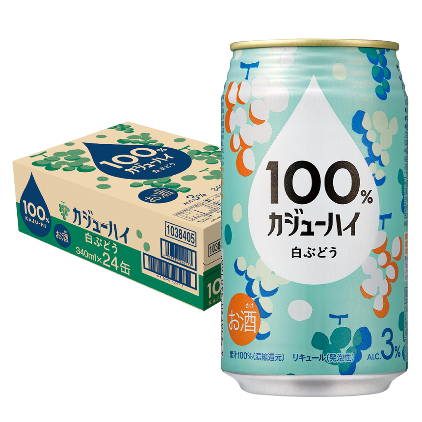 【ふるさと納税】【定期便3回】 100％カジューハイ白ブドウ 340ml × 72本| 缶チューハイ 缶酎ハイ 白ブドウ3％ カロリー低い 喉越し 爽快 爽やか 洋酒 人気 酎ハイ サワー パーティー
