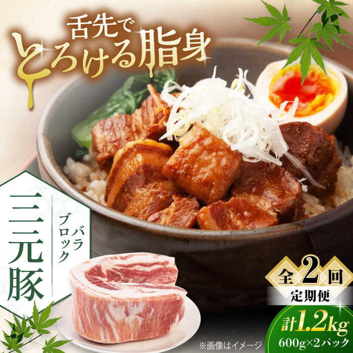 【ふるさと納税】 定期 三元豚 バラブロック1.2kg 600g×2パック ▼ 全2回 定期便 《喜茂別町》【平田牧場】 肉 豚肉 バラ ブロック 煮豚 酢豚 煮物 冷凍配送 定期便 定期 北海道 平田牧場 おすすめ [AJAP106] 26000 26000円
