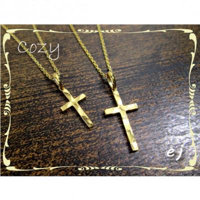 ふるさと納税 南アルプス市 ejブランド『cozy』K10YGクロスペアネックレス メンズ&レディース　2本セット |  | 02