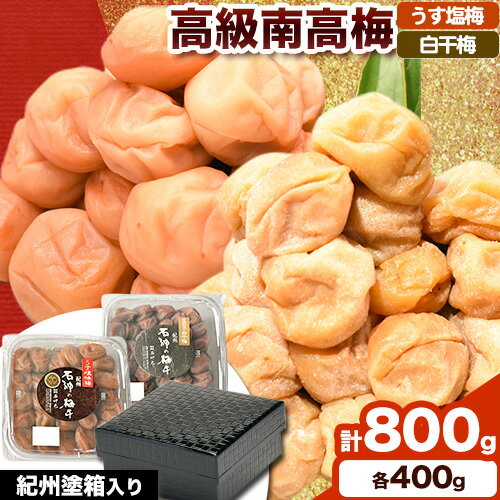 【ふるさと納税】 高級南高梅 うす塩梅・白干梅 計800g(各400g) 網代模様仕上紀州塗箱入り 澤株式会社《90日以内に出荷予定(土日祝除く)》和歌山県 日高町 梅干し うす塩 うす塩梅 白干梅 白干 紀州南高梅 紀州塗 送料無料