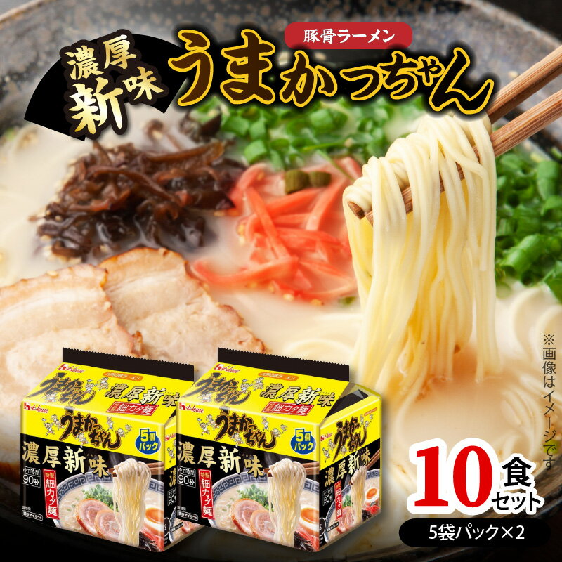 【ふるさと納税】豚骨ラーメン うまかっちゃん 濃厚新味 5袋パック × 2セット 計 10食 九州の味 濃厚スープ 特製 細カタ麺 ゆで時間 90秒 とんこつ ラーメン スープ インスタントラーメン 袋麺 ご当地ラーメン 即席ラーメン 福岡県 上毛町 送料無料