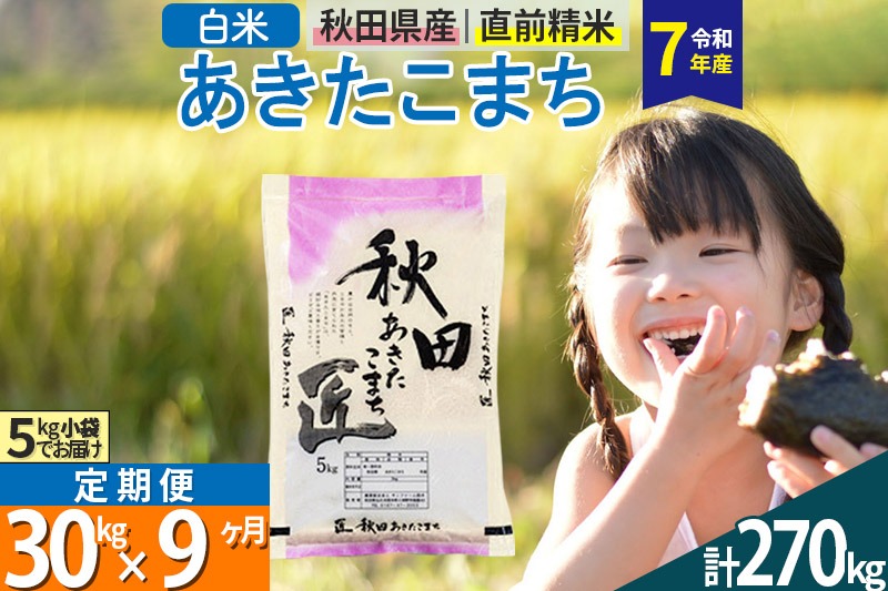 【白米】＜令和7年産＞ 《定期便9ヶ月》秋田県産 あきたこまち 30kg (5kg×6袋)×9回 30キロ お米 匠 |02_snk-011009s