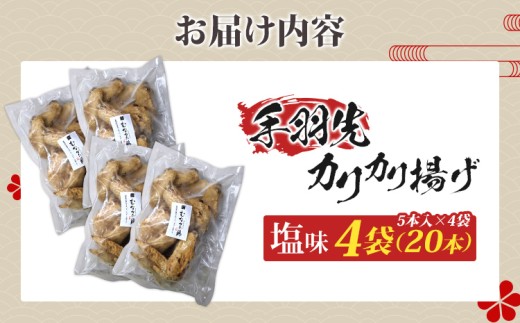 手羽先カリカリ揚げ（塩味）20本（5本入り×4袋）