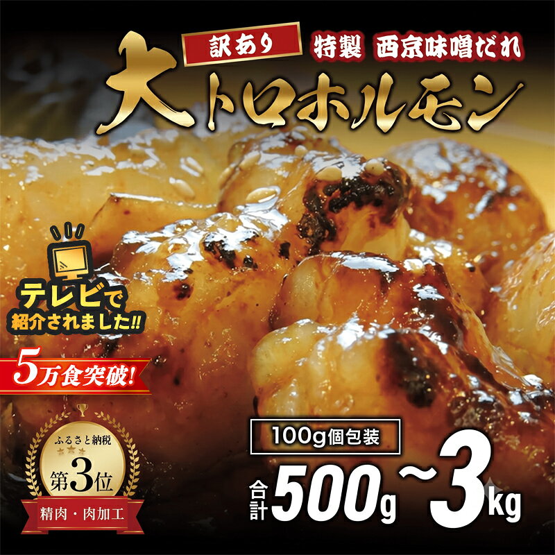 【ふるさと納税】 【訳あり】 国産牛 大トロホルモン 味噌焼き 500g〜3kg 小分け｜焼くだけ簡単 味付ホルモン 焼肉 BBQ 京都 舞鶴