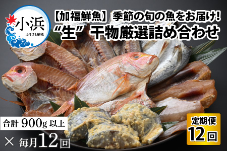 『定期便』【加福鮮魚】 季節の旬の魚をお届け！"生"干物厳選詰め合わせ　全12回(毎月発送)一夜干し 醤油干し 味噌漬け 塩干し[L-015001]