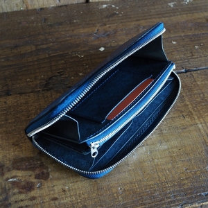クロコダイルラウンドファスナー 長財布 藍染め仕様 財布