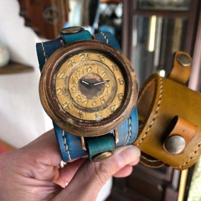 ふるさと納税 安芸高田市 HR24の大型サイズ手作り時計　G(男性用)黄茶[No5895-0303]