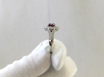 【一点もの】Pt900　NNルビー（1.01ct）ダイヤモンドリング　K47　K06088-H