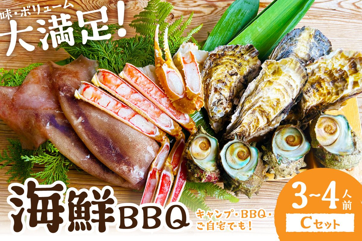 大満足！京丹後・海鮮BBQ　Cセット　贅沢生ズワイガニ付き　4種11品（3～4人前）　YK00368