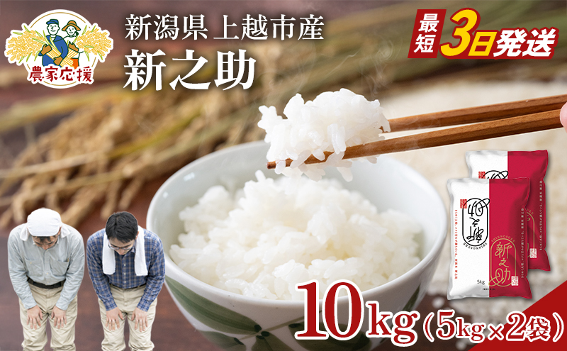 【最短3日配送】農家応援! 新之助 10kg 緊急価格改定 新潟県 上越市産 令和7年産 お米 精米 米 ご飯 送料無料 レッドホースコーポレーション
