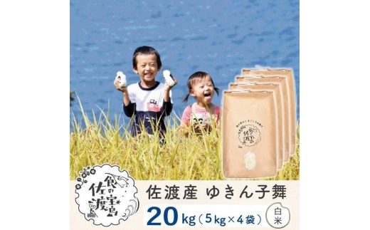 
                  佐渡島産 ゆきん子舞 白米20kg(5kg×4袋)  令和7年産 ～農薬5割減～
                
