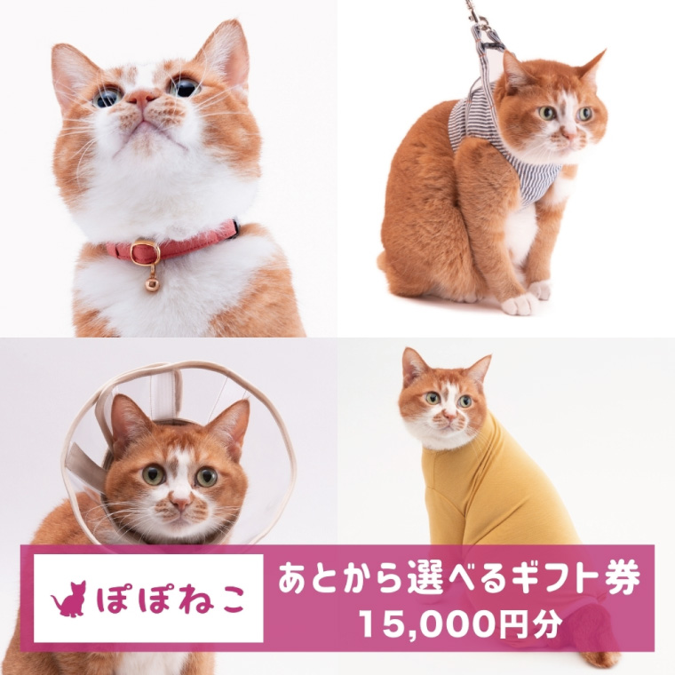 ぽぽねこギフト券（Eメールタイプ）15,000円分オンラインショップで使えるギフト券ペット用品猫（BP003）