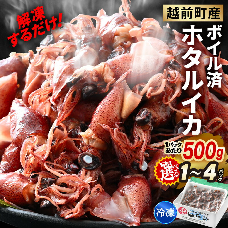 【ふるさと納税】解凍するだけ ! 越前町産 ボイル済 ホタルイカ 500g～計2.0kg（500g×4P）急速凍結 冷凍 ほたるいか 全国トップクラスの漁獲量【ボイル 日本海 いか イカ 烏賊 福井県 魚介 海鮮 惣菜 おつまみ 肴 お取り寄せ グルメ 小分け 日常使い 6000円以下 買い回り】