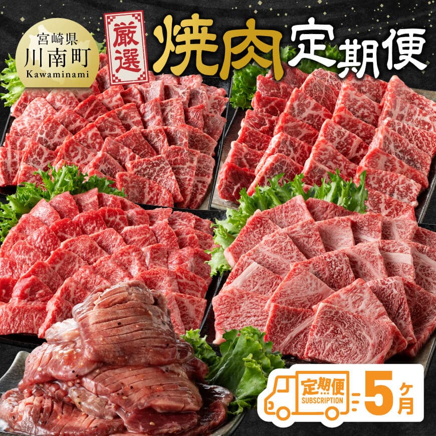 【ふるさと納税】※レビューキャンペーン※【5ヶ月定期便】厳選焼肉定期便 - 肉 牛肉 国産 宮崎県産 宮崎牛 焼肉 BBQ モモ ウデ 肩ロース 川南町 送料無料 D11116t5
