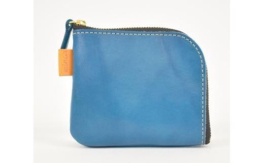 栃木レザー使用｜やわらか本革Lジップミニ財布｜Lzip wallet small 02｜ブルー｜minca（全7色）